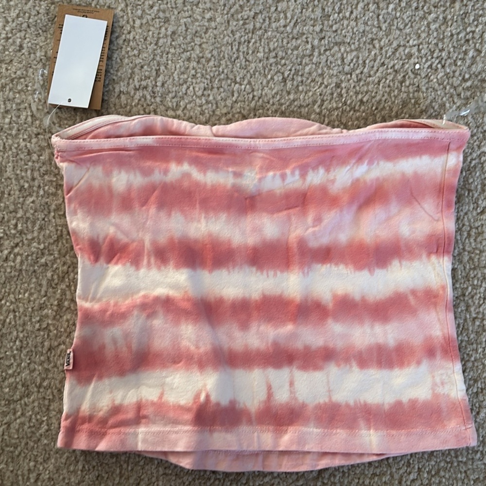 NWT Vans Pink & Cream Tye Dye Bandeau Top, Size Small - Picture 2 of 2